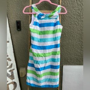 Lilly Pulitzer Blue and Green Striped Cocktail Dress Size 4